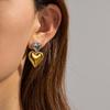 INS Style 18K Gold Stainless Steel Heart Earrings - Gold & Silver Two-Tone Women's Jewelry