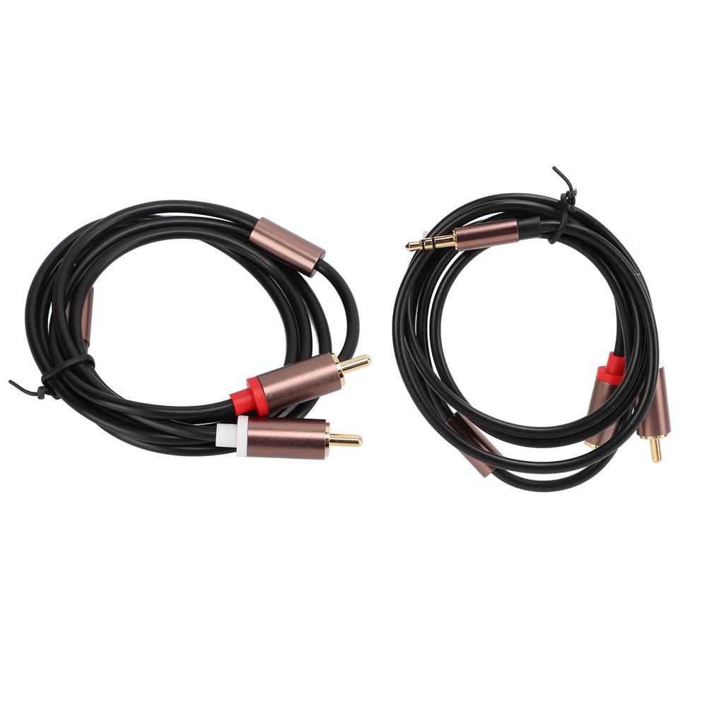 3Pcs Audio Cable 3.5mm To 2RCA Cable Oxygen Free Copper Black Aluminium Alloy Shell for Phone Tablet