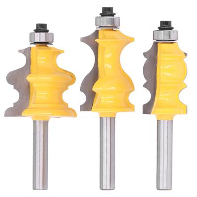 3Pcs Architectural Molding Router Bit Milling Cutter Set Woodworking Accessories 8mm Shank