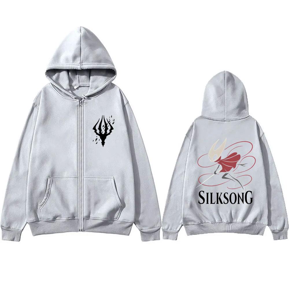 Game Hollow Knight Graphic Zipper Hoodie Men's Women's Casual Oversized Zip Up Hoodies Unisex Fashion Vintage Fleece Jacket Coat