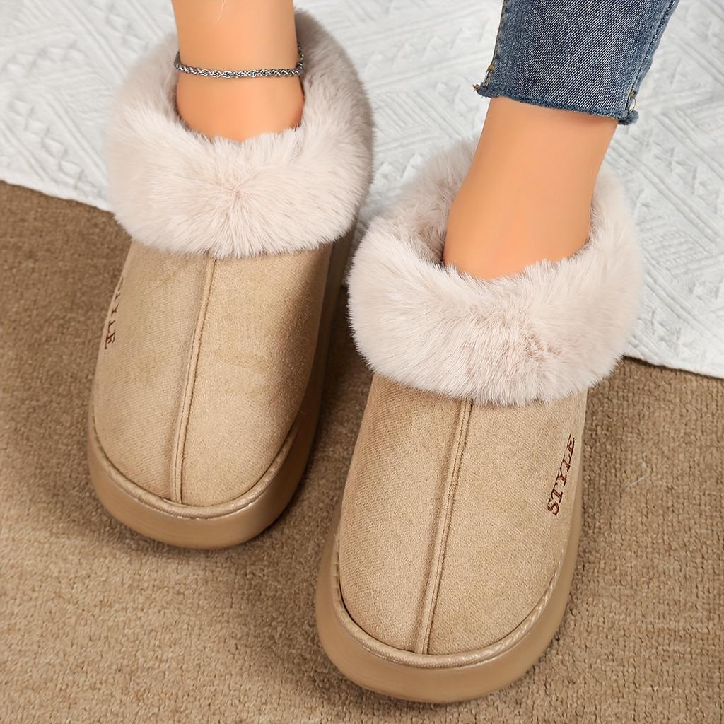 Men's and Women's Suede Like Warm Cotton Shoes, Comfortable, Warm, Non Slip, Indoor and Outdoor Fuzzy Slippers, Short Boots, Cotton Shoes