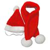 Pet Christmas Hat And Scarf Red Fluffy Hat Scarf with Pompom Warm Winter Pet Xmas Dress-up Outfit for Dogs And Cats Festive Photos Party Costume