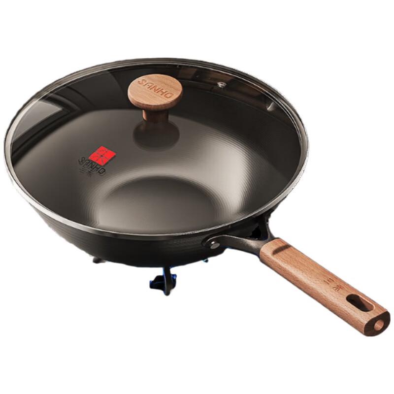 Sanhe Non-Coated Refined Iron Flat Bottom Wok