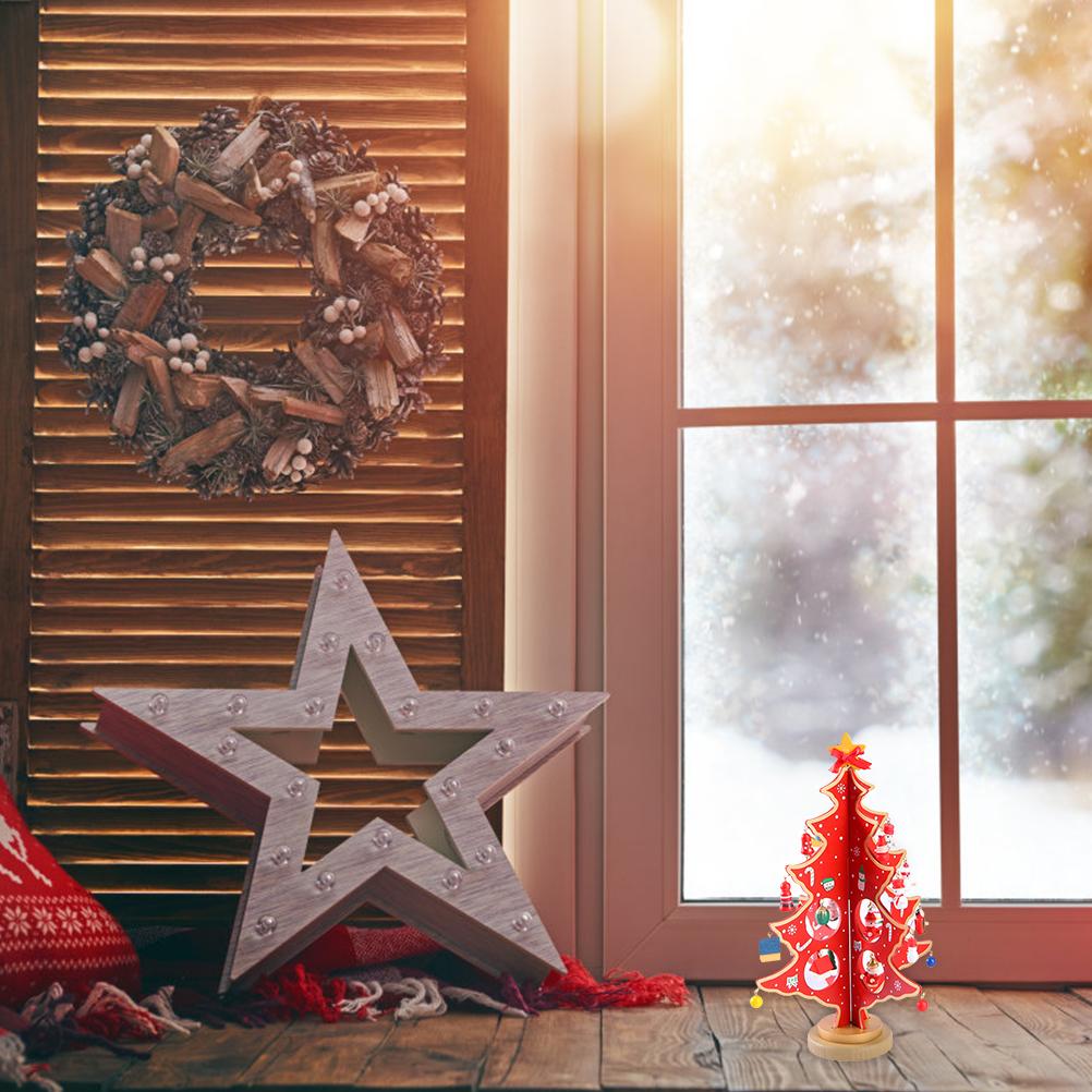 Bordsjulgransdekoration Mini Trä DIY Julgransprydnader Barn Gåva