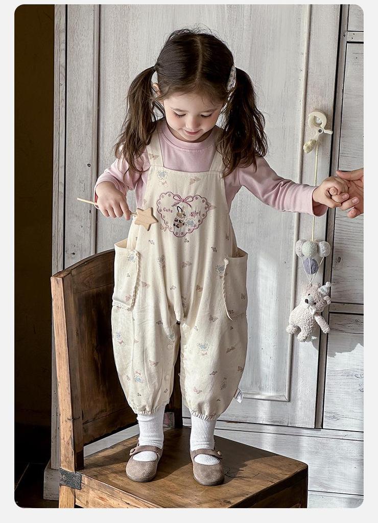 2026 New Korean Style Long Sleeve Baby Girl's Outdoor Overalls Set