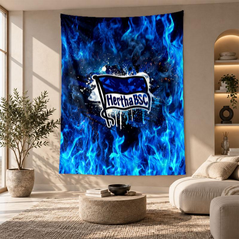 Decorative Tapestry,hertha Bsc FC Printed Wall Art, Lightweight Wall Hanging For Bedroom Background