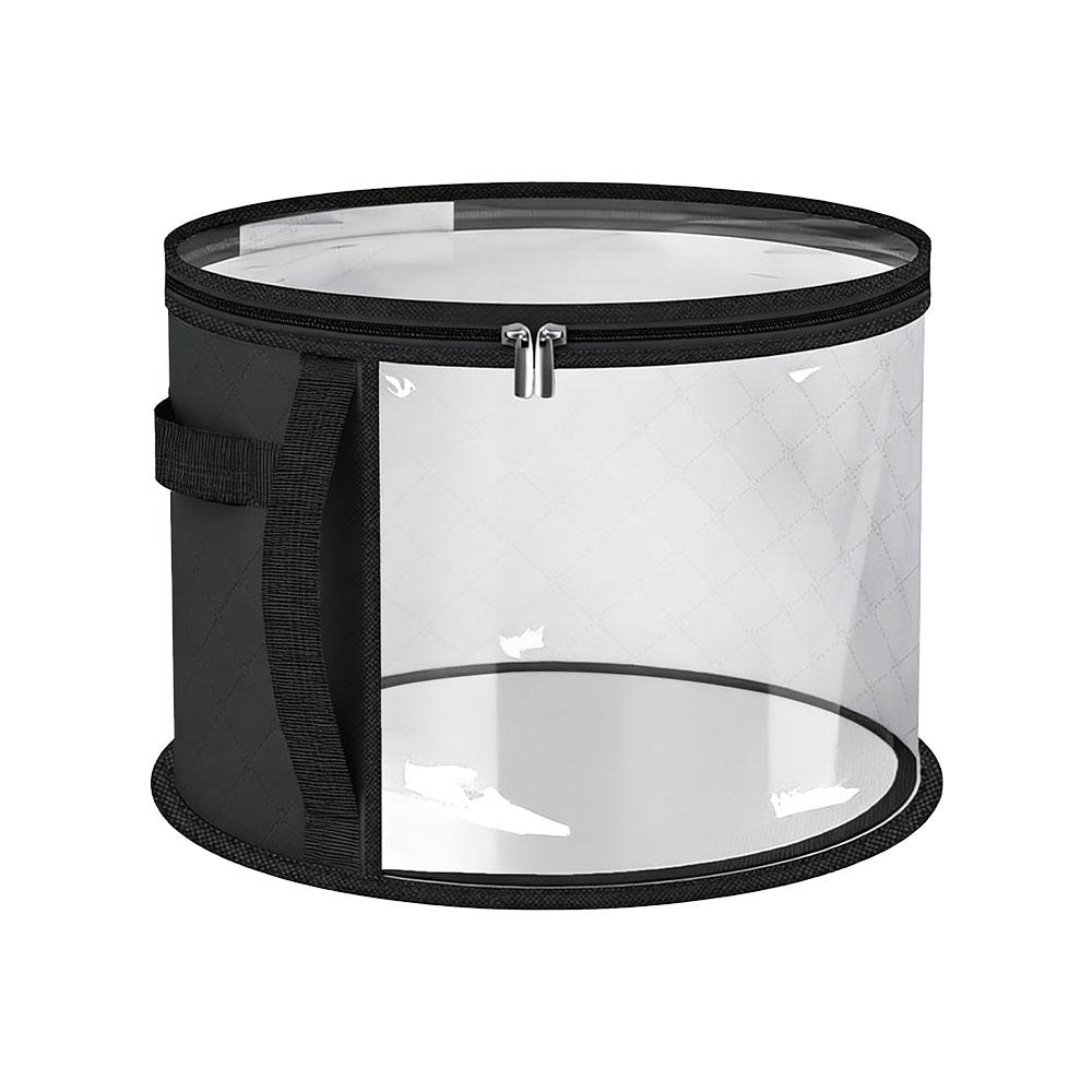 Hat Storage Bucket, Clothing Hat Travel Organizer, Foldable Round Brim Hat Storage Bag with Handle and Clear Window