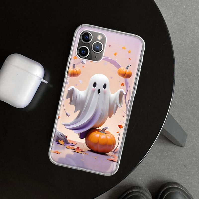 Cute Halloween Ghost Phone Case Cover for iPhone 11 12 13 Mini 14 15 Plus 16 Pro Max 17 Air 7 8 + SE Art Customized Fundas 11 12