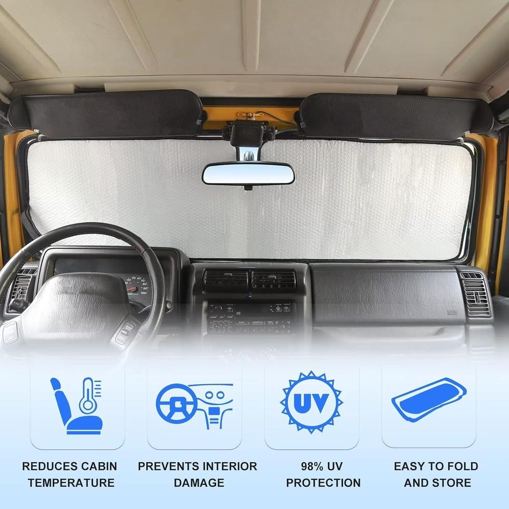 Windshield Sunshade Sun Shade Visor Mat for Jeep Wrangler TJ JK JKU Rubicon Sahara X Sport 1996-2018Windshield Sunshades 1