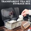 Tea Set Storage Box Transparent Cutlery Tray With Lid Drain Large Capacity Dustproof Cutlery Holder Desktop Dustproof With Cover