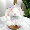 Princess Pearl Dress Plush Rabbit Keychain Cartoon Drooping Ear Rabbit Pendant  Backpack Decor