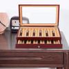 ybaymy Wooden Fountain Pen Case with 2 Drawers and Glass Luxury Pen Storage Case for Fountain Pen Collections 23-Piece Window,