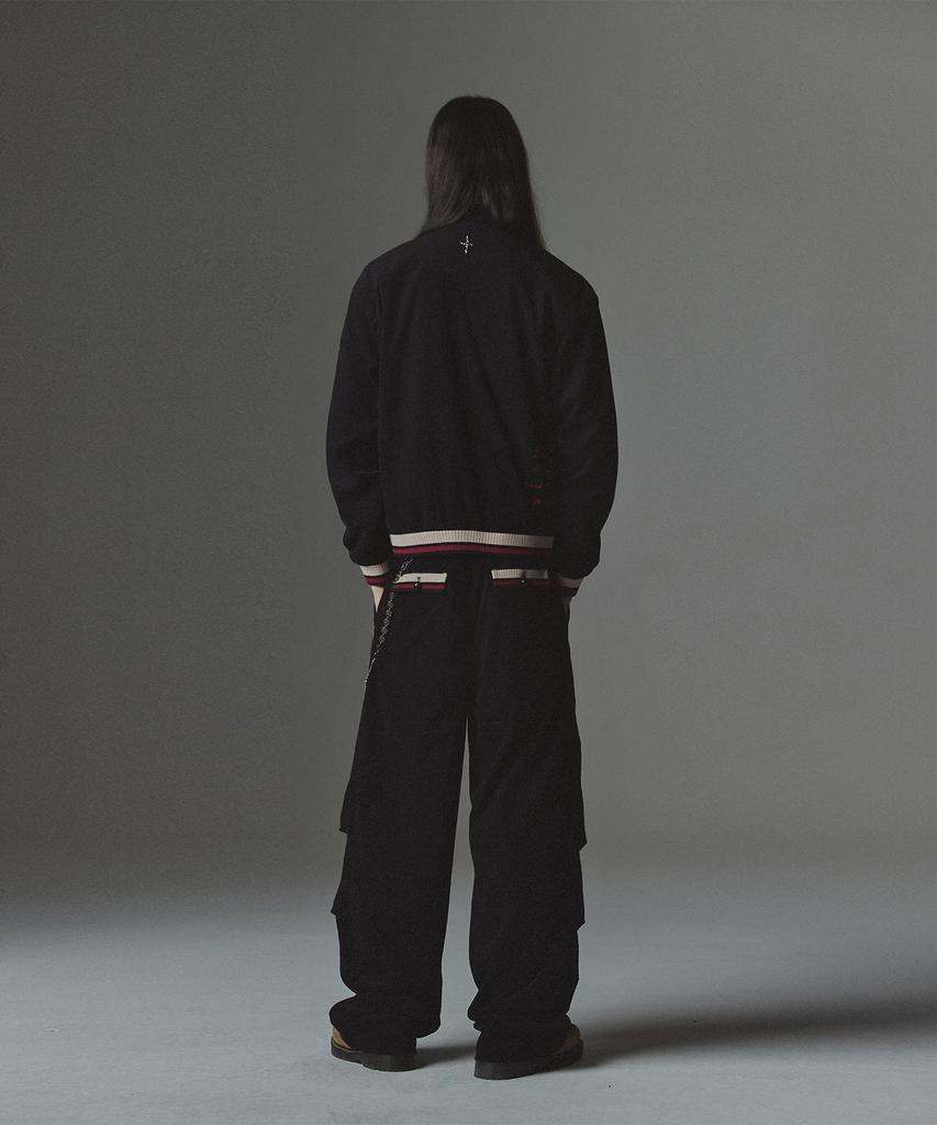 NOT4NERD Striped Rib Parachute Corduroy Pants - Black