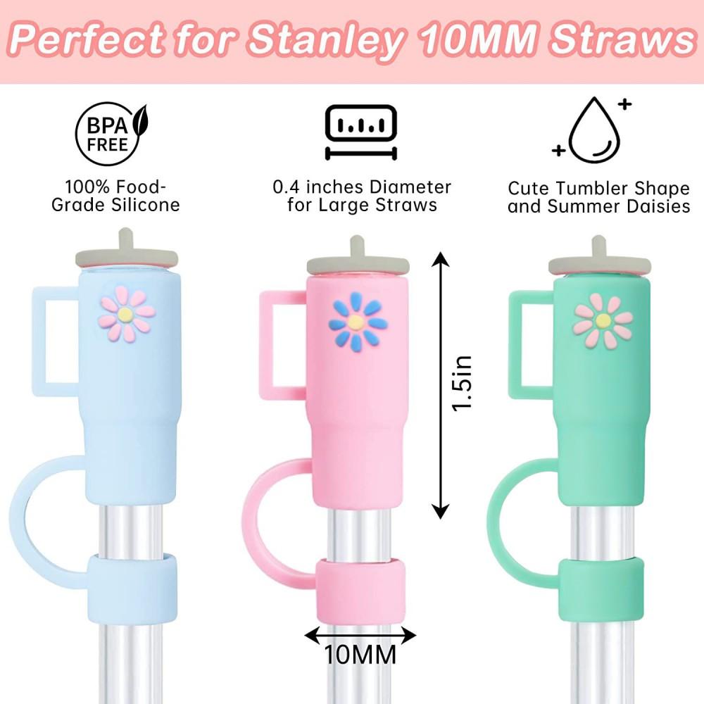 5 pieces of straw cap, reusable, easy to clean silicone straw cap, suitable for 10mm diameter straw cute decorative accessories