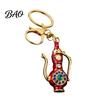 Decorative Pot Keychain Retro Teapot with Rhinestones, Ethnic Style Pitcher Key Handbag Ornament Charm Ring, Pendant for Handbags Backpacks