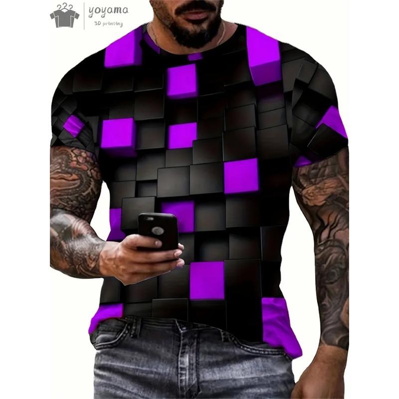 

Мужская футболка с 3D-принтом, абстрактная, хип-хоп, трендовая, визуальная иллюзия, с коротким рукавом, модная, градиентная, уличная одежда Харадзюку, футболки S