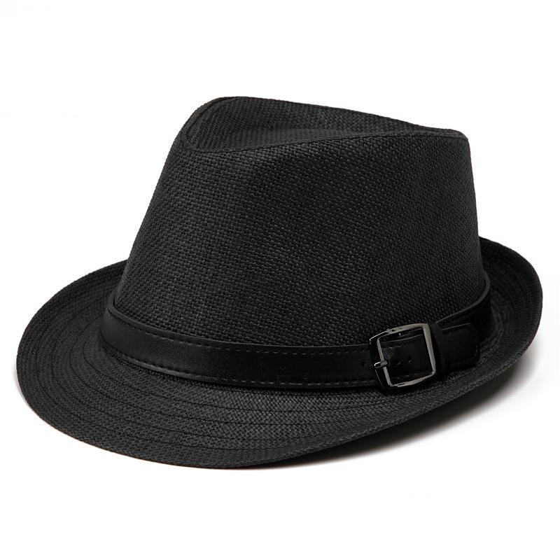 Straw Hat Men's Fashion Sunshade Top Hat Women's British Retro Jazz Hat Gentleman's Hat Sun-proof Straw Hat