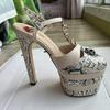Fashion Brand Sexy Rivet 16cm High Heel Sandals Platform Party Wedding Ball T-stage Women Shoes High Quality Large 43summer Female Shoes