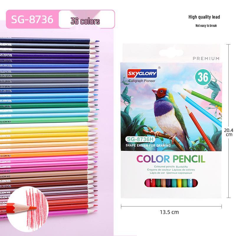 Eco-Friendly Hexagonal Oil-Based Colored Pencils - 48 Color Set for Students