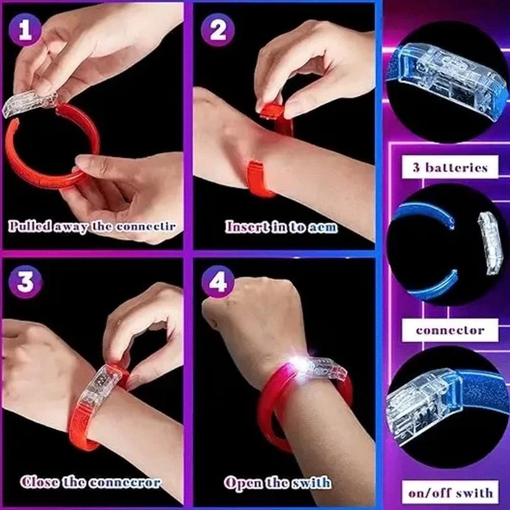 10 Pieces Glow in The Dark Light Up Bangle Plastic Flashing Bubble Bracelet  Night Events