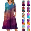 Women's Casual V-Neck Watercolor Print 3/4 Sleeve Dress
