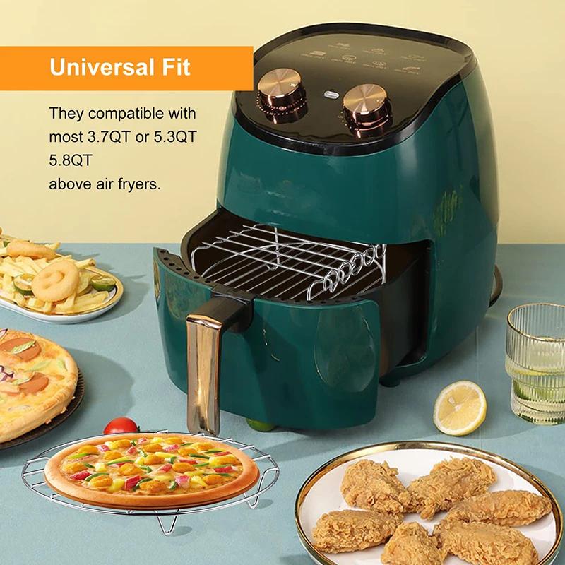 6/7/8/ Inch Air Fryer Rack Square/Round/RectangleBBQ Grill Holder Vegetable Fruit Dehydrator Rack Airfryer Baket Accessories