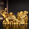 Copper Feng Shui Elephant Ornaments Pull Yuanbao Jubilee Ruyi Elephant Home Office Desktop Decor