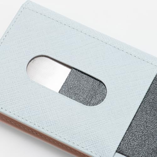 Slim cowhide pass case (with original charm) in ice blue