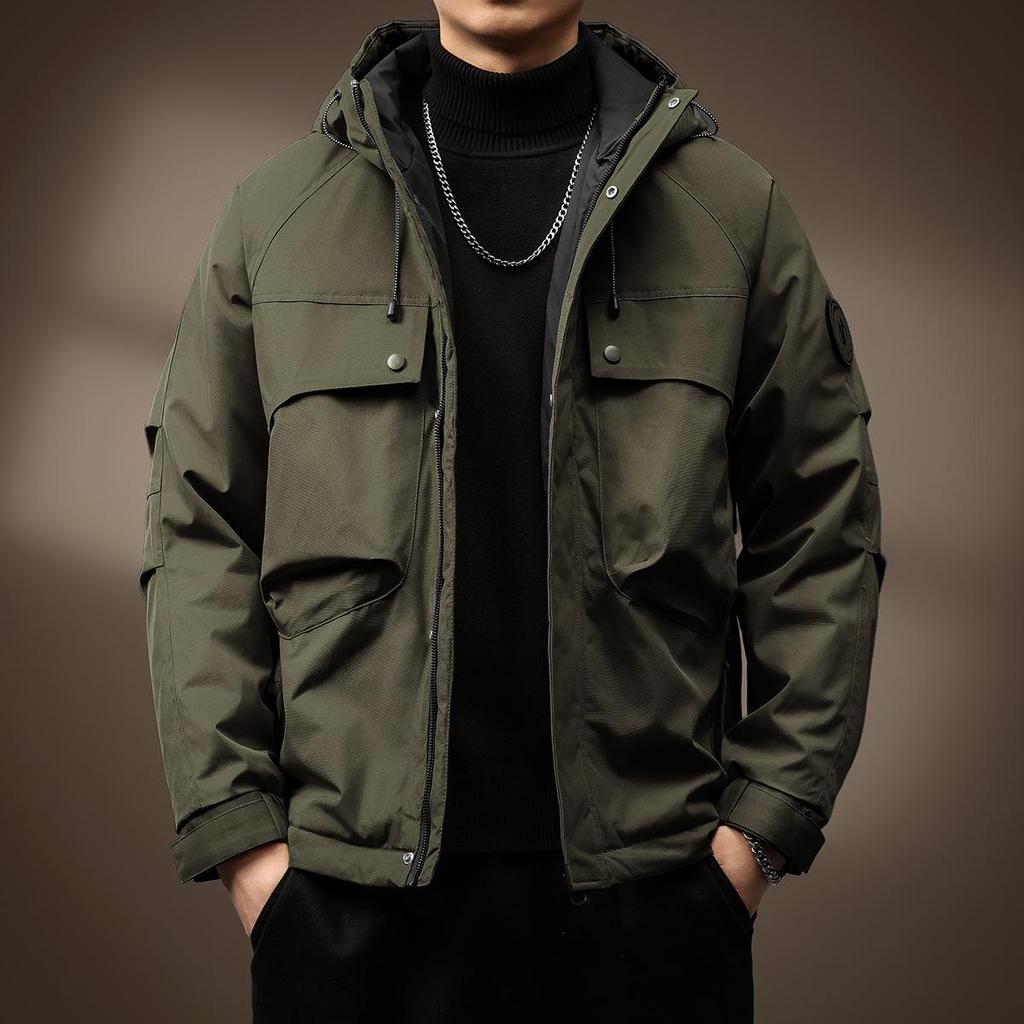 Men's 2025 Autumn/Winter High-End Quilted Thick Cotton Jacket - Trendy Windproof Outdoor Mountaineering Coat