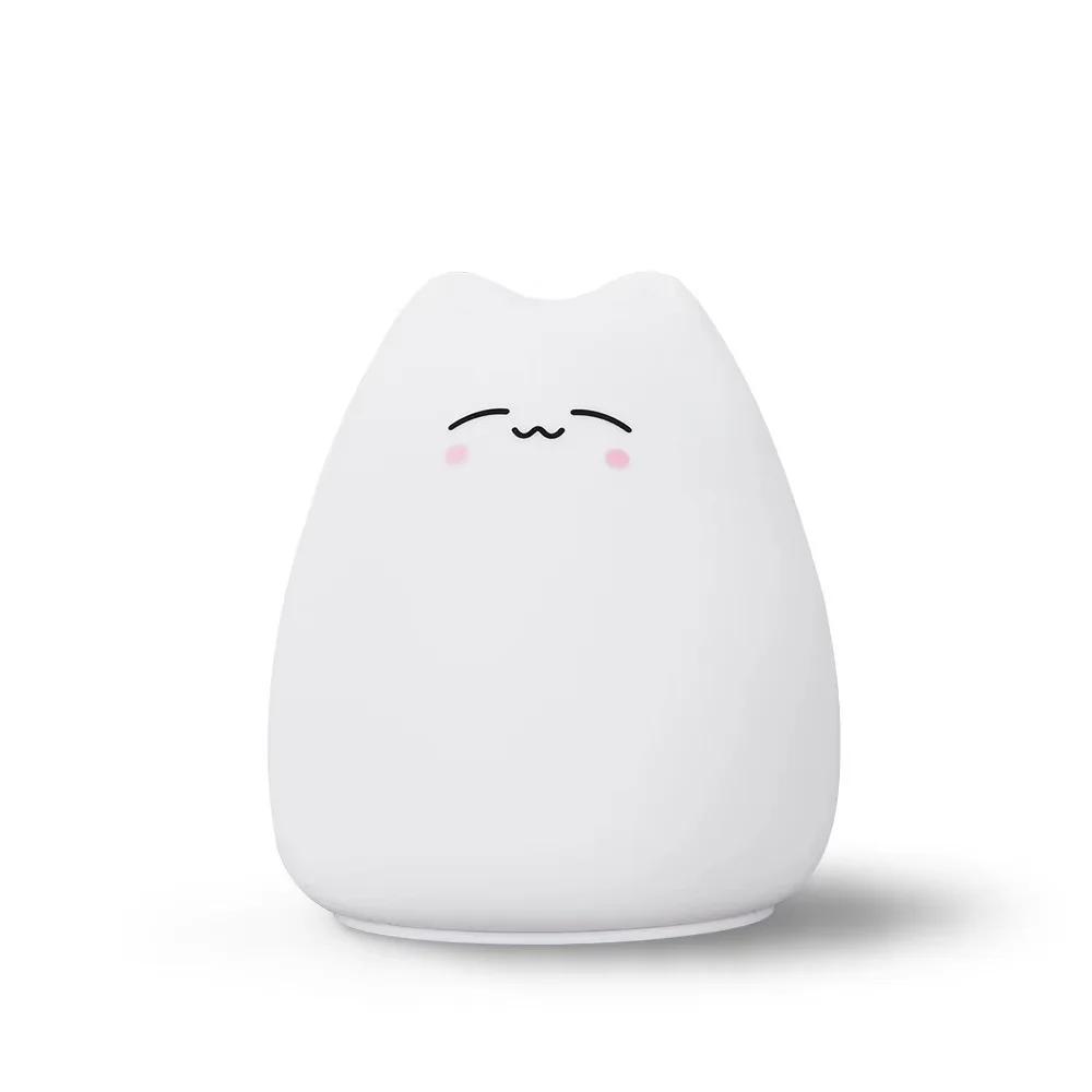 LED Nigh tlight 7 Colors Soft Cute Cat Night Light Kitty Lamp Birthday Gift Kids Baby Toddler Teen Silicone Kawaii Nursery