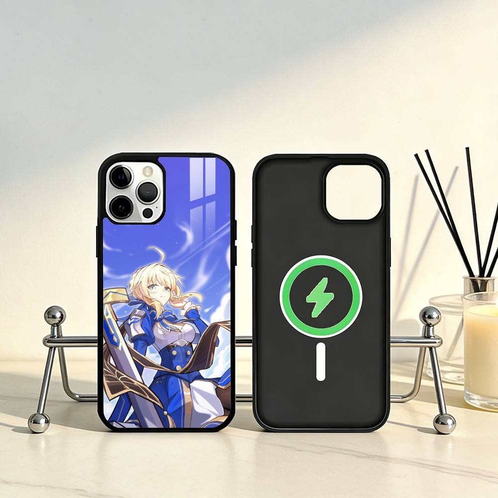 

Чехол для телефона C-Cool F-Fate S-Saber Аниме Для iPhone17,16,15,14,13,12,11 Plus,Pro Max Магнитный Для Magsafe Беспроводная Зарядка iPhone13PROMAX