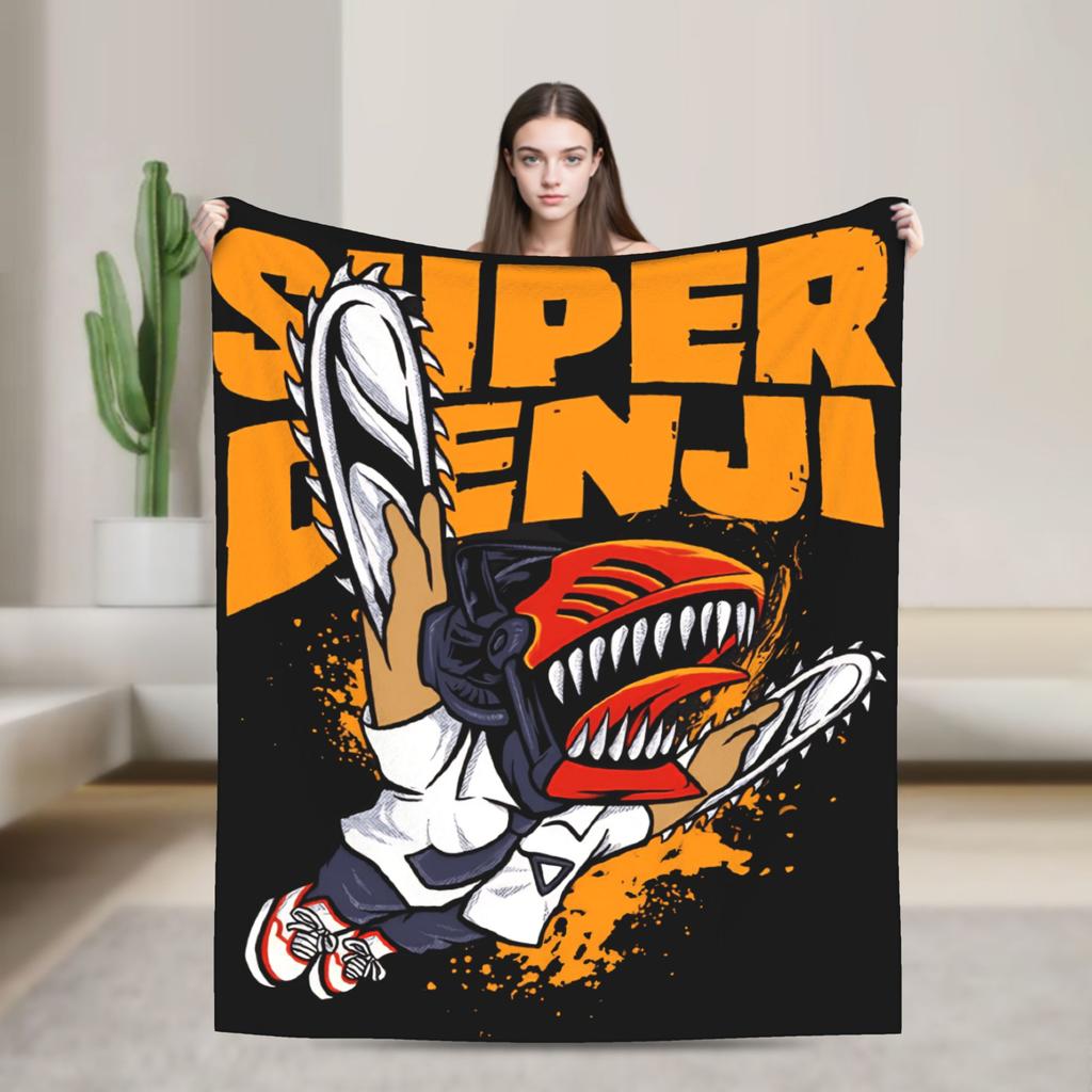 Denji Makima Aki Hayakawa Team Chainsaw Man Warm Blankets Girls Boys Plush Throw Blanket Street Trend Outdoor Flannel Bedsprea
