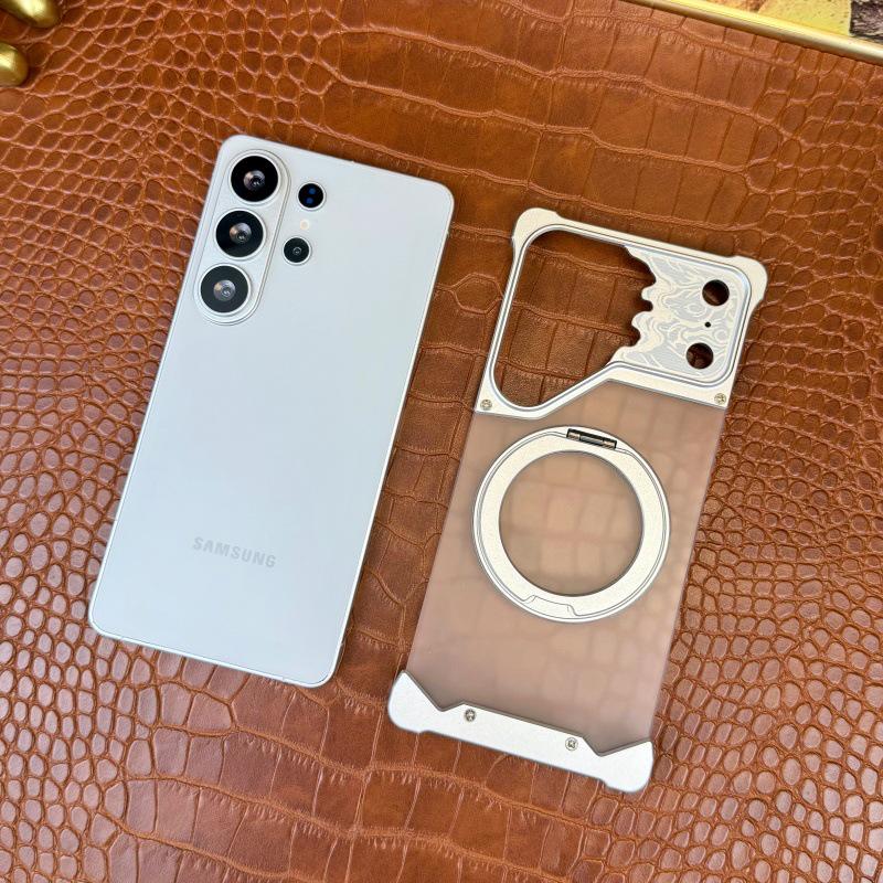 Samsung S26 Ultra Skin-Feel Case with Magnetic Rotating Metal Bracket