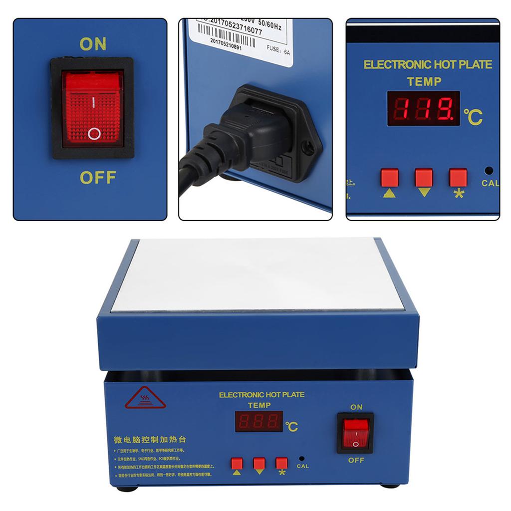 200*200mm LED Microcomputer Electric Heating Plate Preheating Station 800W