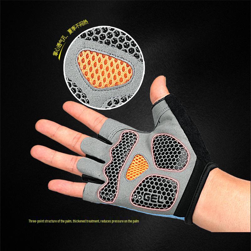 Men's and Women's Summer Half-Finger Cycling Gloves - Breathable, Shock Absorbing, Anti-Slip, Thin, Outdoor Sports Accessories.