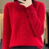 IHUASU Autumn and Winter Wool Sweater Women's Semi-high Neck Jumper Loose Large Size Versatile Knitted Bottoming Shirt Thin Cashmere Sweater