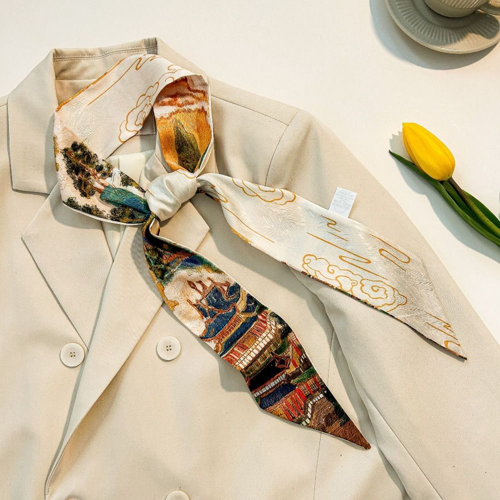 Korean Style Women Silk Scarf Hair Accessories Printing Neckerchief Floral Satin Hair Band  Beach