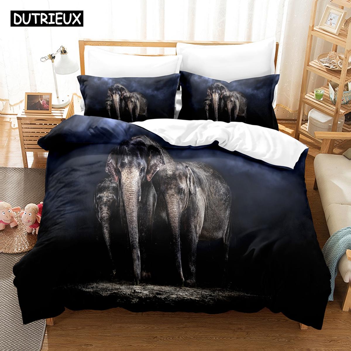 

3D Постельное белье «Слон» Комплект пододеяльника с наволочкой Двуспальный Полный Квинсайз Кингсайз Постельные принадлежности Постельное белье EU single(135x200cm)
