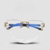 Anti Blue Ray Reading Glasses Women Diamond Cut Rimless Eyewear Men Anti Fatigue Hyperopia Presbyopic Eyeglasses