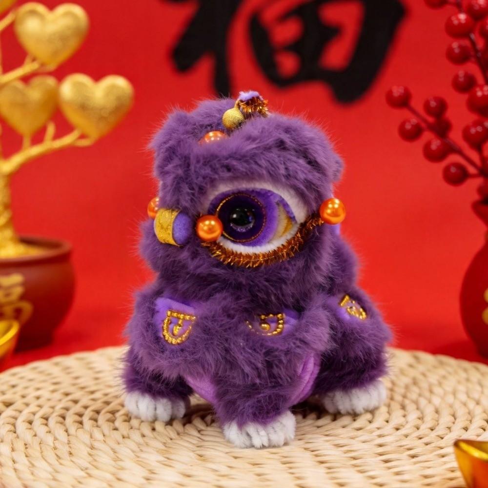 Handmade Lion Dance Plush Toy Cute Chinese New Year Decoration Lion Dance Ornament Car Decoration