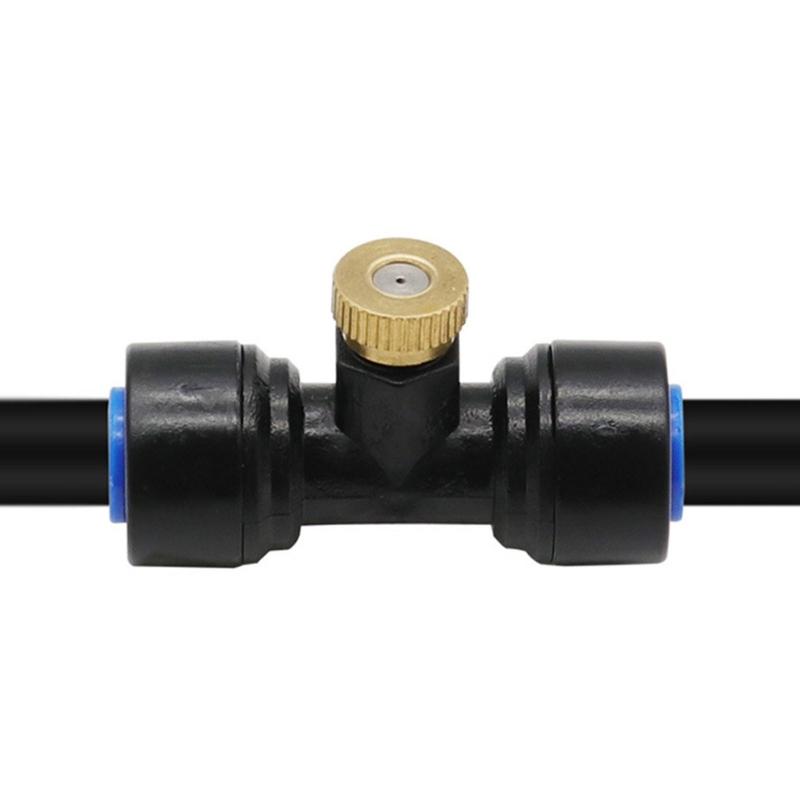 Misting Nozzles Tees for 0.65cm 1/4 Inch Slip Lock Mister Nozzles Thread Misting Nozzle Tees for Outdoor Cooling System