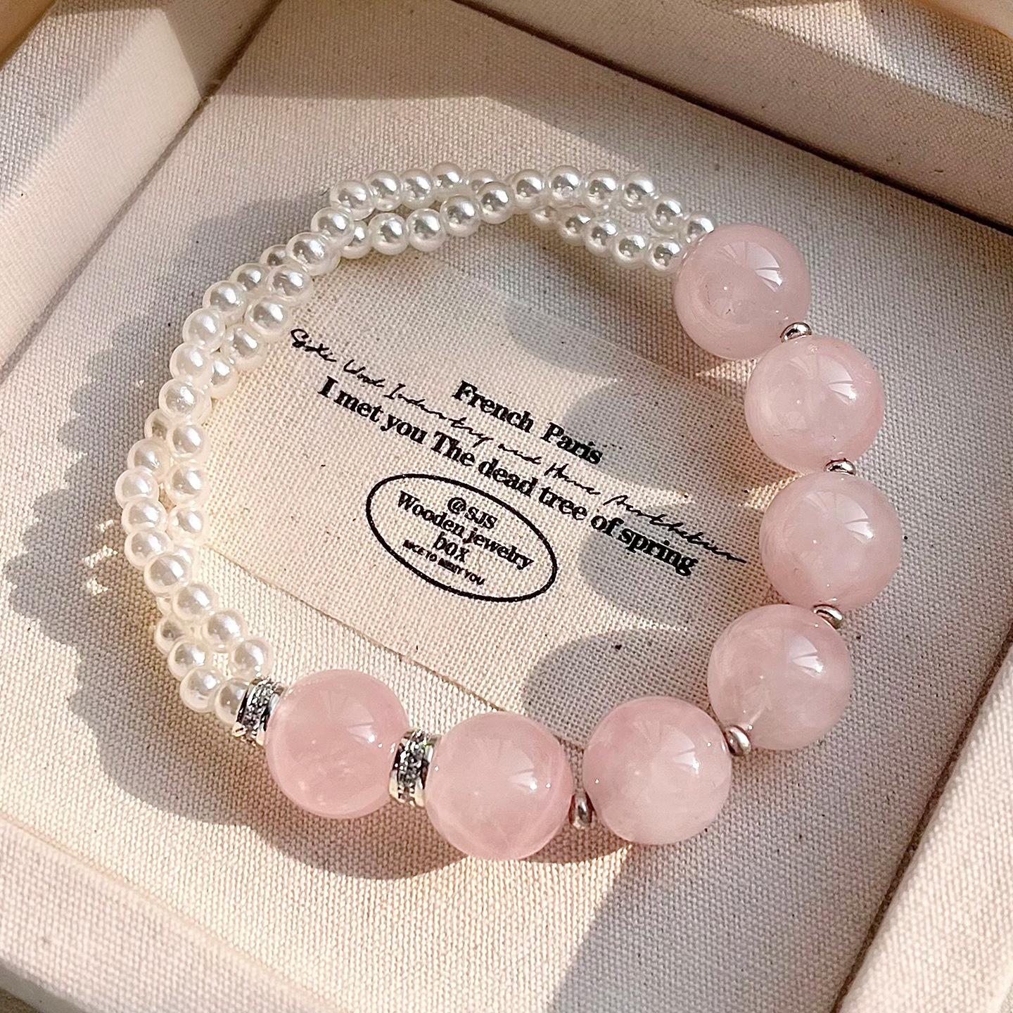 

Popular on Xiaohongshu: Pink Crystal Bracelet - Luxurious and Elegant, Attracts Love, Women s Crystal Bracelet, Gift for Couples and Best Friends 【Smoke cream11-12mm】G