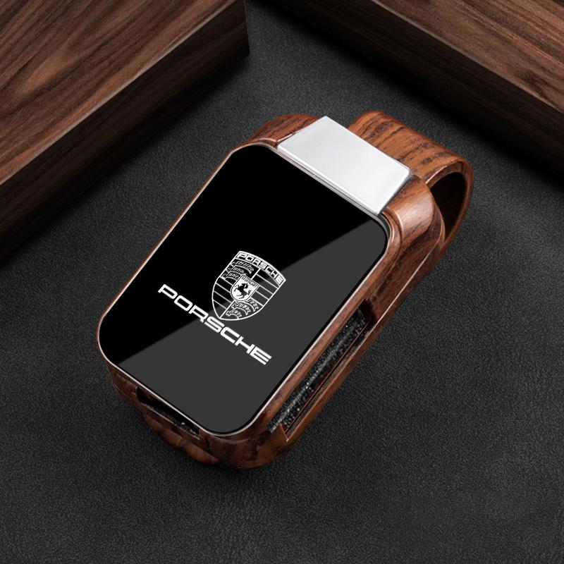 Wood Grain Car Sun Visor Glasses Clip Sunglasses Ticket Card Holder For Porsche Panamera Cayenne Taycan 911 718 Macan Carrera-GT