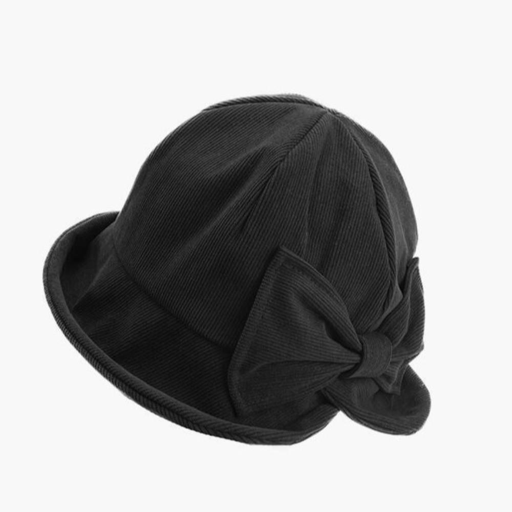 Small Brim Corduroy Bucket Hat Bowknot Basin Cap Vintage Fisherman Cap Lady Accessory