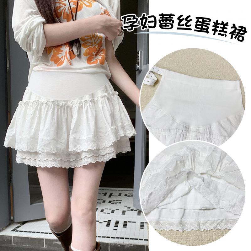 2026 Spring/Summer Maternity Lace-Trim High Waist A-line Skirt L