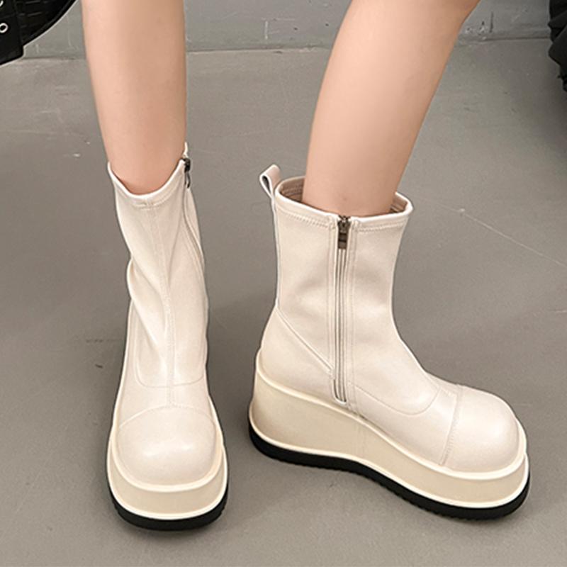 Wedges Women Ankle Boots High Heels Fashion Shoes Winter Dress New Chelsea Boots 2025 Casual Goth Motorcycle Botas Mujer Zapatos