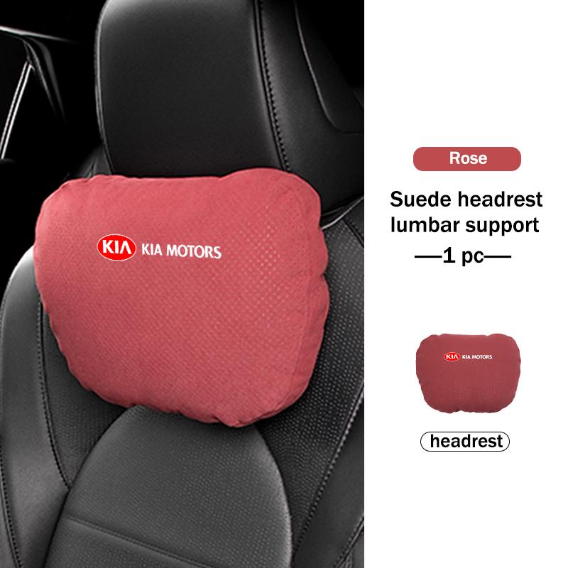 BBEI1 Car Styling Soft Suede Headrest Neck Support Seat Breathable Waist Pad Pillow Mat For KIA Sorento Stinger Soul Spectra Niro