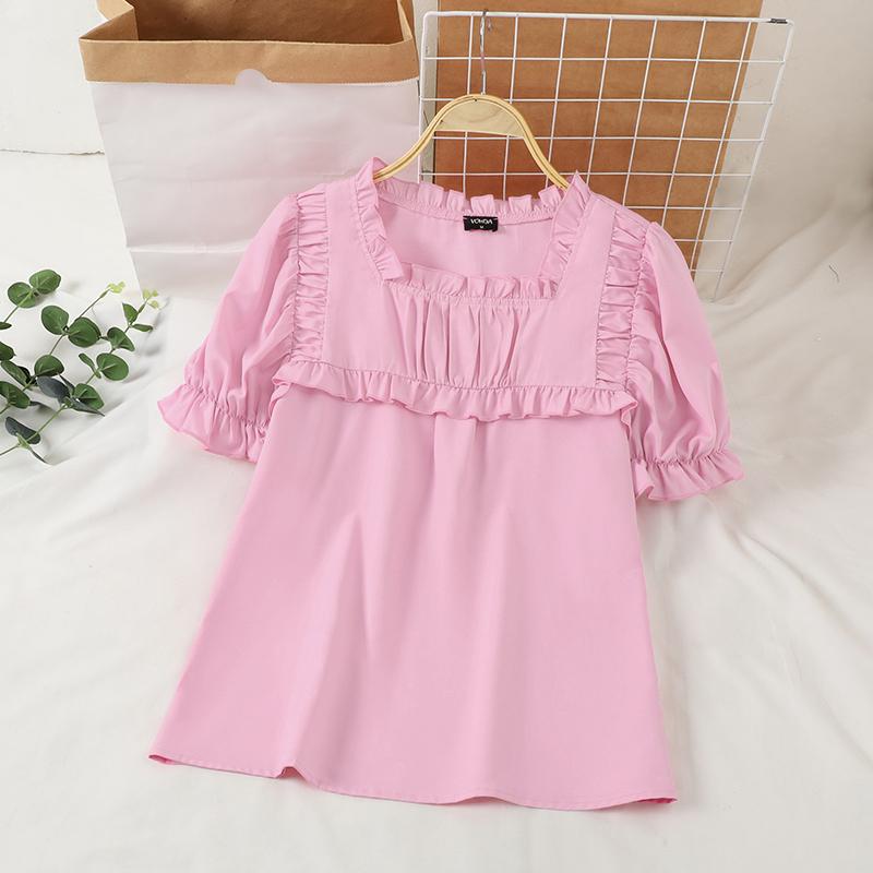 

VONDA Женская летняя блузка с круглым вырезом и коротким рукавом 4XL светло-розовый