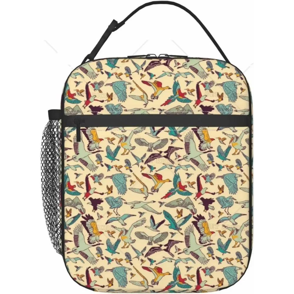 Dacawin Colorful Rainbow Dinosaur Lunch Bag Insulated Reusable Cooler Lunch Box Thermal Tote Handbag for Kids Boys Work Picnic