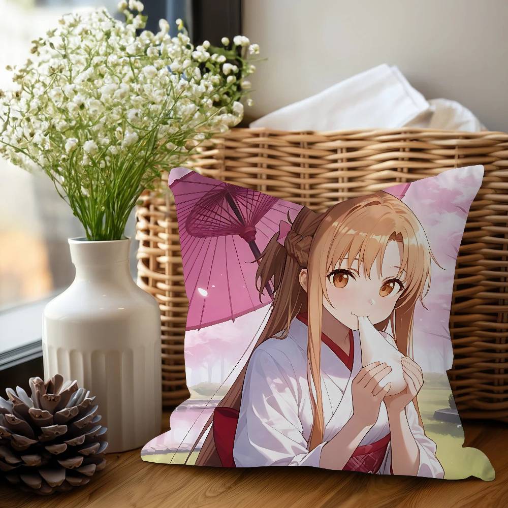 A-Asuna Cartoon 45*45cm Cushion Cover Pillow Cover Decor Pillowcase Home Pillowcase For Couch Pillow